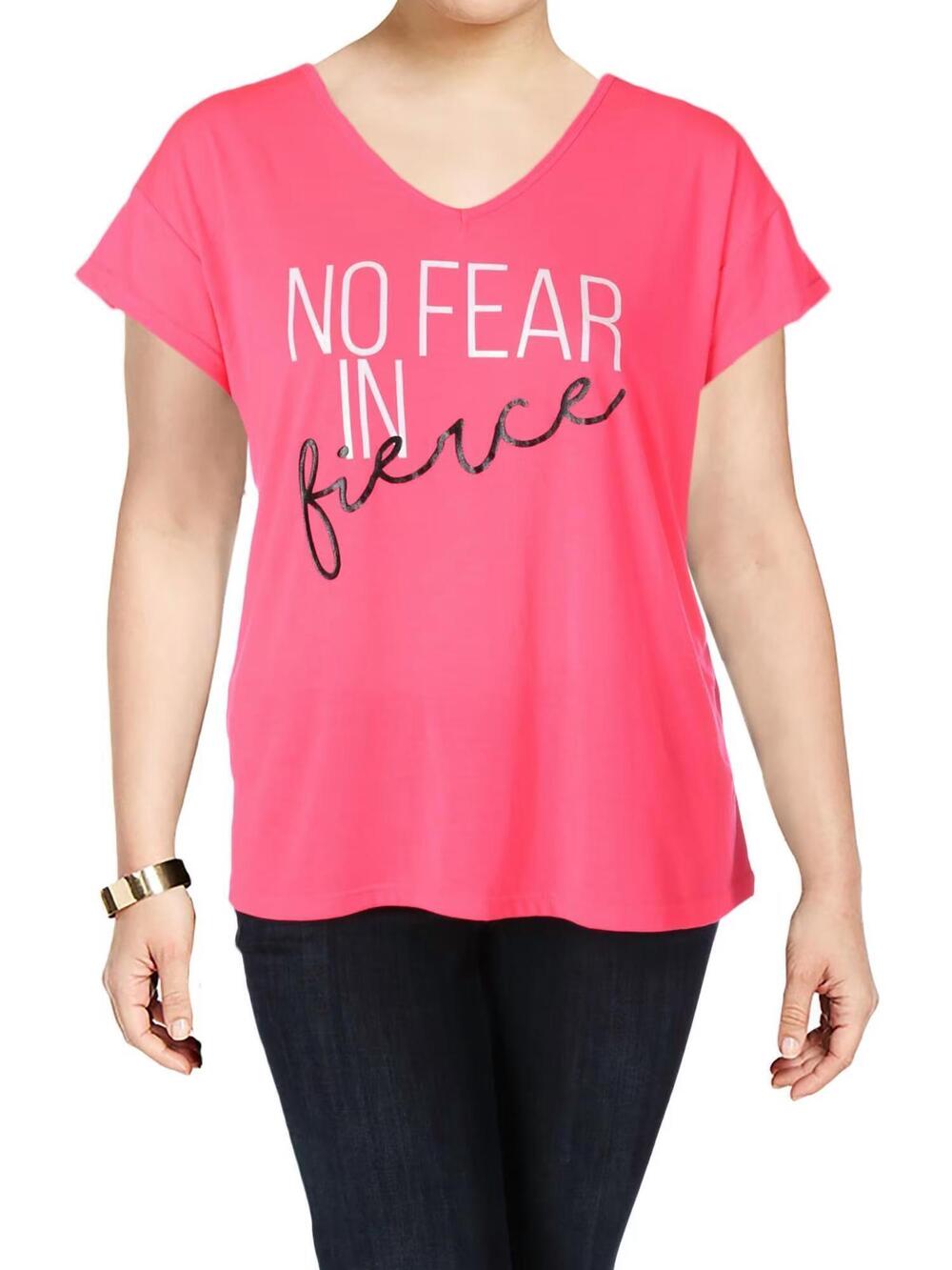 NEW MATERIAL GIRL women's no fear in fierce graphic strappy back t-shirt - plus